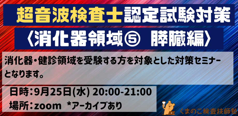 くまのこ検査技師塾 超音波検査士試験対策オンラインセミナーの宣伝です