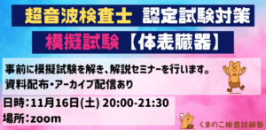 くまのこ検査技師塾 超音波検査士対策模擬試験体表領域です。