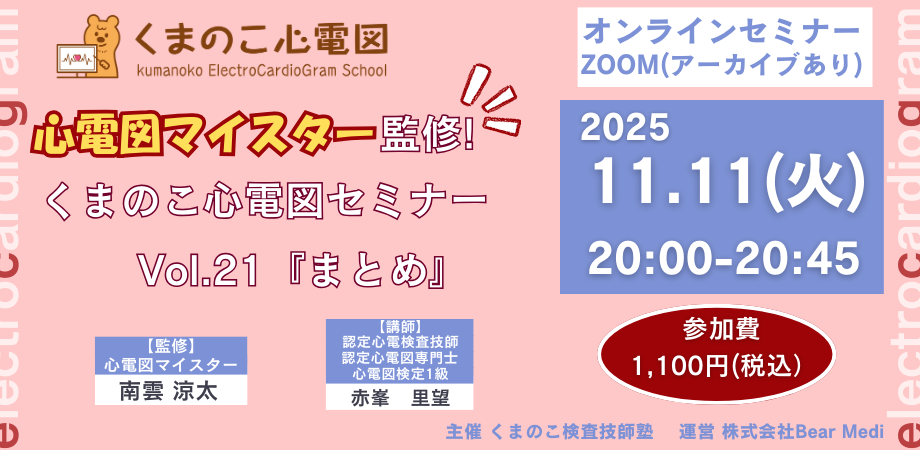 くまのこ検査技師塾 心電図セミナーです。