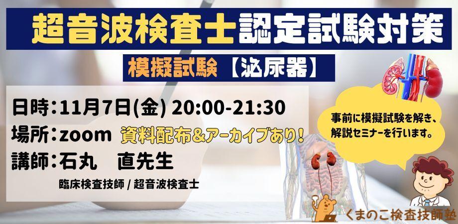 くまのこ検査技師塾 超音波検査士模擬セミナー 泌尿器領域です。
